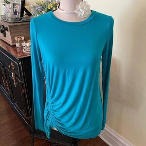 *Karen Kane* Sz XS Shirred LS Teal Blue Top EUC
